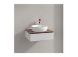 Villeroy und Boch Antao Waschtisch-Unterschrank L07052GF mit Beleuchtung, 1 Auszug, 600 x 190 x 500 mm, Front ohne Struktur, Glossy White Lacquer / Warm Walnut