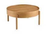 Ambia Home Couchtisch, Eiche, Holz, Holzwerkstoff, Eiche, furniert, massiv, rund, rund, 77x39x77 cm, einfacher Aufbau, Wohnzimmer, Wohnzimmertische, Couchtische