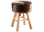 Ambia Home Hocker, Braun, Natur, Holz, Kiefer, Uni, rund, 42 cm, Wohnzimmer, Hocker, Sitzhocker
