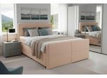 Boxspringbett HOME AFFAIRE "Lucas, Doppelbett, Polsterbett, Federkernbett, Komforbett, 160,180 cm", beige, B:166cm L:226cm, 100% PES, Komplettbetten, Boxspringbett, inkl. Topper, zwei Bettkästen, Taschen-Federkernmatratze, Härtegrad 3
