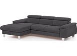 Ecksofa COTTA "Komaris L-Form, B: 244 cm", grau, B:244cm H:72cm T:166cm, Microfaser PRIMABELLE (100% Polyester);Kunstleder SOFTLUX(100%Polyurethan);Feinstruktur (100% Polyester);Kunstleder SOFTLUX/Struktur (100%Polyurethan, 90%Polyester, 10% Polyacryl), Sofas, Ecksofa, mit Kopfteilverstellung, optional Bettfunktion, Bettkasten & Licht