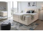 Boxspringbett HOME AFFAIRE "Köln, Doppelbett, Polsterbett, Federkernbett, Komforbett, 160, 180 cm", beige, B:167cm L:219cm, 100% PES, Komplettbetten, Boxspringbett, inkl. Topper, zwei Bettkästen, Taschen-Federkernmatratze, Härtegrad 3