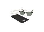 Sonnenbrille URBAN CLASSICS "Urban Classics Unisex Sunglasses Crete With Chain", Damen, schwarz, grün, Sonnenbrillen Sonnenbrille