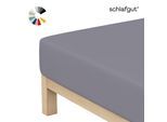 Spannbettlaken SCHLAFGUT "Basic Cotton Bettlaken, 160 g/m², 100% Baumwolle, Spannbetttuch", grau mid, 1 Stk., Jersey, 180-200x190-200 20cm, Jersey, Obermaterial: 100% Baumwolle, Bettlaken, Spannbettlaken, Spannbettlaken bis 20 cm Matratzenhöhe, bügelfrei und pflegeleicht