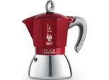 Espressokocher BIALETTI "Moka Induktion", rot (edelstahlfarben, rot), 0,28 l, 6, Kaffeemaschinen, Espressokocher, Induktionsgeeignet