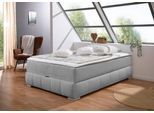 Boxbett OTTO HOME "Wehma ohne Kopfteil inkl. Bettkasten, auch in Überlänge erhältlich", grau, Komplettbetten, Struktur, Liegefläche B/L: 140cm x 200cm, H2 + H2, Bonnell-Federkernmatratze, Boxbett, in H2, H3 & H4 wählbar, inklusive Topper, B:144cm L:204cm