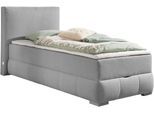 Boxbett OTTO HOME "Wehma mit Kopfteil inkl. Bettkasten", grau, B:110cm L:213cm, Komplettbetten, Boxbett, in H2, H3 & H4 wählbar, inklusive Topper