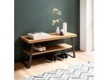 Schuhbank FineBuy 100 cm Garderobenbank Eiche Fischgrät Dekor Flur Schuhregal