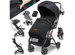 KIDIZ® Kinderwagen Kinderbuggy klappbar Liegebuggy Sportwagen Faltbar 360° Räder 5-Punkt Gurt Inkl. Fußsack, Getränkehalter, Regenabdeckung & Moskitonetz verstellbare Rückenlehne & Sonnenverdeck