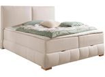 Boxbett OTTO HOME "Wehma mit Kopfteil inkl. Bettkasten", beige, B:210cm L:213cm, Komplettbetten, Boxbett, in H2, H3 & H4 wählbar, inklusive Topper