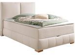 Boxbett OTTO HOME "Wehma mit Kopfteil inkl. Bettkasten", beige, B:150cm L:213cm, Komplettbetten, Boxbett, in H2, H3 & H4 wählbar, inklusive Topper