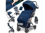 KIDIZ® Kinderwagen Kinderbuggy klappbar Liegebuggy Sportwagen Faltbar 360° Räder 5-Punkt Gurt Inkl. Fußsack, Getränkehalter, Regenabdeckung & Moskitonetz verstellbare Rückenlehne & Sonnenverdeck