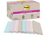 Post-it Super Sticky Recycling Notes 655-RSS8COL farbig, 127 x 76 mm, doppelt starke Haftung für Wände/Türen, 100% Recyclingpapier, PEFC RECYCELT, lösungsmittelfreier Klebstoff