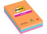 Post-it Super Sticky Notes 4690-3SS-BOOS, liniert im Großformat, extra starke Haftung auf Wänden/Türen, Boost Collection, PEFC, 60% biobasierter Klebstoff