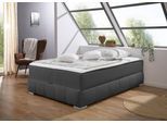 Boxbett OTTO HOME "Wehma ohne Kopfteil inkl. Bettkasten, auch in Überlänge erhältlich", grau (anthrazit), Komplettbetten, Struktur, Liegefläche B/L: 140cm x 200cm, H2 + H2, Bonnell-Federkernmatratze, in H2, H3 & H4 wählbar, inklusive Topper, B:144cm L:204cm