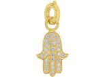 Charm-Einhänger AMOR "Fatima´s Hand", gold (gelbgoldfarben, kristallweiß, kristallweiß), Charms, Damen, Silber 925 (Sterlingsilber), mit Zirkonia (synth.)