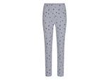 Schlupfhose GOLDNER "Kurzgröße Druckhose mit Streifen und Blüten-Muster", Damen, Gr. 25, K-Gr, weiß (weiß, blau, gemustert), Obermaterial: 49% Baumwolle CO. 34% Polyamid PA. 12% Polyester PES. 5% Elasthan EL., schmal, Hosen Schlupfhose, Gürtelschlaufen und Gesäßtaschen
