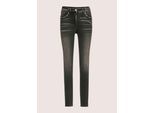 Regular-fit-Jeans MADELEINE "Jeans Schmale Five-Pocket-Jeans mit Glitzer", Damen, Gr. 44, N-Gr, schwarz (schwarz denim), Obermaterial: 92% Baumwolle CO. 6% Polyester PES. 2% Elasthan EL., Modern, Jeans, Nieten an Tascheneingriffskanten