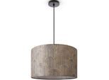 PACO HOME Pendelleuchte "Hugo Pillar", schwarz, Ø 45,5cm H: 27cm, Leuchten, Pendelleuchte Wohnzimmer Stofflampe Rund Esszimmer Vintage Retro, Pendelleuchte