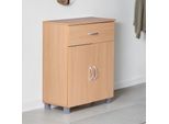 Schuhschrank FineBuy Schuhkommode Buche Optik 60 cm mit Schublade und 2 Türen