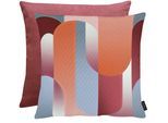 Dekokissen APELT "Ben", orange (rosa, orange, grau, bedruckt), B:49cm L:49cm, Obermaterial: 55% Polyester, 44% Viskose, 1% Elasthan (LYCRA), Dekokissen_Sitzkissen_Kissenhüllen