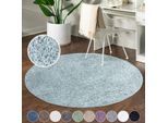 Hochflor-Teppich CARPET CITY "City Shaggy", blau (türkis), H:30mm Ø:200cm, Polypropylen, Teppiche, Teppich Langflor, Uni, Shaggy, flauschig-weich