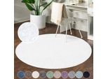 Hochflor-Teppich CARPET CITY "City Shaggy", weiß, H:30mm Ø:80cm, Polypropylen, Teppiche, Teppich Langflor, Uni, Shaggy, flauschig-weich