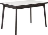 Esstisch HAMMEL FURNITURE "Esstisch Basic Single – ausziehbar, dänisches Design, robust", schwarz-weiß (weiß, schwarz, schwarz, weiß), B:120cm H:76cm T:80cm, Tischplatte: Weißes Melamin mit Schwarz gebeizte Eichenkante (Mattlack), Gestell: Schwarz gebeizte massive Eiche, Tische, Esstisch, 120(220)x80 cm, Melamin / Massivholz, stabiler dänische Design Tisch