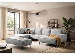Wohnlandschaft HOME AFFAIRE "mit Hocker, TVINNU, moderne U-Form in Cord oder Leinenoptik", hellgrau, B:354cm H:83cm T:193cm, Sofas, Wohnlandschaft, Recamiere rechts/links, stellbar zum Schlafsofa (Krokodilverbinder)