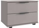 Nachtkommode WIMEX "Tilburg, einzeln oder im 2er Set, Made in Germany", grau (saharagrau), B:52cm H:40cm T:38cm, Holzwerkstoff, Sideboards, Nachtkommode, Nachtschrank mit 2 Schubladen, schwarze Metallgriffe