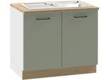 Spülenschrank KOCHSTATION "KS-Kolari", salbeigrün, weiß, B:100,1cm H:88cm T:60cm, FSC-zertifizierter Holzwerkstoff, Schränke, Spülenschrank, Maße (B/T/H): 100,1 x 60 x 88 cm