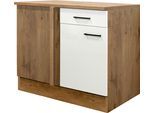 Eckunterschrank FLEX-WELL "Vintea", beige (magnolia matt, lancelot oak), B:110cm H:85cm T:60cm, Holzwerkstoff, Schränke, Eckunterschrank, (B x H x T) 110 x 85 x 60 cm, als Ecklösung