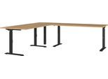 Eckschreibtisch GERMANIA "GW-Agenda", schwarz (grandson, eiche, nachbildung, schwarz, schwarz, grandson, eiche, nachbildung), B:240cm H:91cm T:220cm, Tische, Eckschreibtisch, höhenverstellbar, verfügbar in verschiedenen Maßen