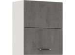 Faltlifthängeschrank IMPULS KÜCHEN "Prag", In zwei Breiten für eine flexible Nutzung,, Höhe 72,3cm", grau (beton, optik schiefer dunkelgrau), B:60cm H:72,3cm T:34,2cm, Dekorfolie, Holzwerkstoff, Schränke, Faltlifthängeschrank, vormontiert, mit Falt-Lifttür bestehend aus 2 Fronten