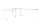 Schreibtisch GERMANIA "Mailand", weiß (weiß, weiß, weiß), B:260cm H:91cm T:220cm, Tische, Schreibtisch, Mechanisch höheneinstellbarer Winkelschreibtisch mit einem Stützfuß