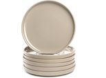 Teller-Set LEONARDO "Speiseteller ROMA, Keramikteller, ca. 22 cm, 6-teilig", beige, 6 Stk., Keramik, Geschirr-Sets, Teller-Set, Teller Set, Geschirr-Set, Service, spülmaschinengeeignet