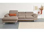 Ecksofa COTTA "Driver L-Form", natural, B:268cm H:73cm T:169cm, LEDER BEEFY (ein abgedecktes Spalt-Rindsleder) im Sitz und Rücken (Korpus in Kunstleder);Luxus-Kunstleder;Kunstleder SOFTLUX;Leder Pampas (echtes Rindsleder), Rückseite mit schwarzem Spannstoff bezogen, Sofas, Ecksofa, mit Kopfteilverstellung, wahlweise mit Bettfunktion & Bettkasten