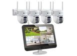 LUVISION Dual WLAN PTZ Überwachungssystem mit 12,5" Monitor,Mikrofon, Sirene, Nachtsicht, KI Bewegungsverfolgung 4 Kameras