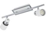 EGLO Deckenleuchte "Davida Deckenlampe, Deckenspot aus Metall, Wohnzimmerlampe, GU10", silberfarben, 2, 1 Stk., Leuchten, Spot - L39 x B7 cm - chrom, weiß - 2X4,6W inkl., Deckenleuchte