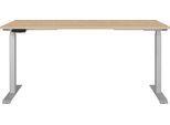 Schreibtisch GERMANIA "Jet", lindberg, eiche, nachbildung, silber, silber, lindberg, eiche, nachbildung, B:160cm H:72cm T:80cm, Tische, Schreibtisch