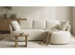 Ecksofa DOMO COLLECTION "Lumin, B/T: 267/170 cm, abgerunde Form, charmantes Design, cozy chic", beige (creme), B:267cm H:93cm T:170cm, 100% Polyester, Sofas, Ecksofa, Mit Federkern und 5 Rückenkissen ausgestattet