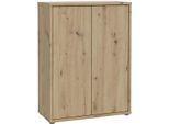 Schuhschrank FORTE "Alice Springs, Schuhschrank, Platz für 15 Paar Schuhe, 2 Türen", braun (artisan eiche), B:74,5cm H:99,1cm T:34,9cm, Holzwerkstoff, Schränke, Schuhschrank, Stauraumschrank, Mehrzweckschrank, grifflose Front, Push to open