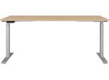 Schreibtisch GERMANIA "Jet", lindberg, eiche, nachbildung, silber, silber, lindberg, eiche, nachbildung, B:180cm H:72cm T:80cm, Tische, Schreibtisch