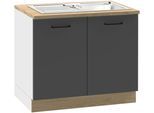 Spülenschrank KOCHSTATION "KS-Kolari", anthrazitfarben, weiß, B:100,1cm H:88cm T:60cm, FSC-zertifizierter Holzwerkstoff, Schränke, Spülenschrank, Maße (B/T/H): 100,1 x 60 x 88 cm