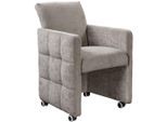 Esszimmersessel EXXPO - SOFA FASHION "Barista, Loungesessel auf Rollen mit hoher Bodenfreiheit", sand, B:64cm H:90cm T:72cm, Sessel, Esszimmersessel, Barista Clubsessel auf Rollen mit schmalen Armlehnen, modernes Design