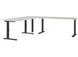 Eckschreibtisch GERMANIA "GW-Agenda", schwarz (lichtgrau, schwarz, schwarz, lichtgrau), B:240cm H:91cm T:220cm, Tische, Eckschreibtisch, höhenverstellbar, verfügbar in verschiedenen Maßen