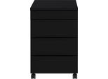 Rollcontainer GERMANIA "Mailand, mit 4 Schubladen, optional mit Schubladendämpfung", schwarz, B:42cm H:63cm T:60cm, Holzwerkstoff, Rollwagen, Rollcontainer, Utensilienfach, 42x63 cm, Made in Germany