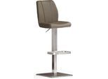 Bistrostuhl MCA FURNITURE "BARBECOOL Barhocker Bistrostuhl Tresenhocker", braun (cappuccino, edelstahl gebürstet, cappuccino), B:41cm H:89cm T:52cm, Leder, Stühle, Bistrostuhl, mit Rückenlehne,Bodenplatte eckig, 180 drehbar, Sitzhöhe von 56-81 cm