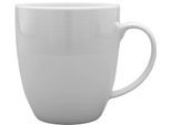Becher VAN WELL "Kaffeebecher Jive, 400 ml, 6 Stück", weiß, B:12,5cm H:10cm Ø:9cm, Porzellan, Trinkgefäße, Becher, dezentes Spiraldekor, spülmaschinen-und mikrowellengeeignet