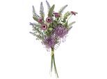 Kunstblume I.GE.A. "Kunstblumen-Strauß Protea Zinnien Lavendel", lila (violett), B:30cm H:50cm L:14cm, Polyester, Kunstpflanzen, Kunstblume, Bouquet Blumensträuße Dekoblume Blumen Grabdeko